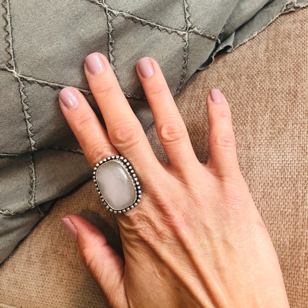 Elegant Silver and White Statement Ring